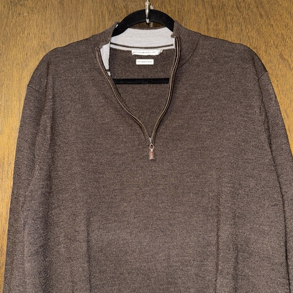 Peter Millar Brown Quarter Zip Up Sweater - Picture 2 of 7